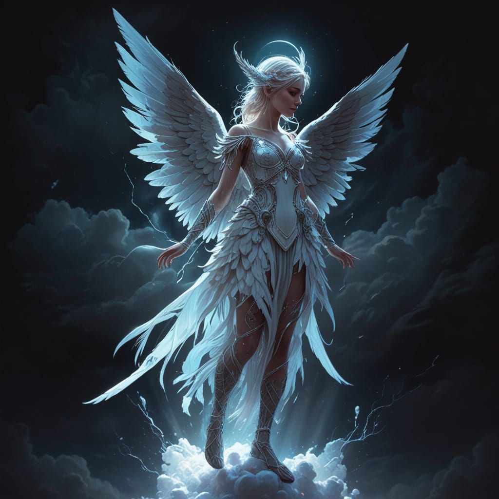 Ethereal Young Angel with Delicate Feathers