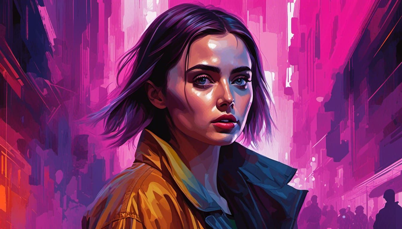 Ana de Armas as Hologram in Cyberpunk City