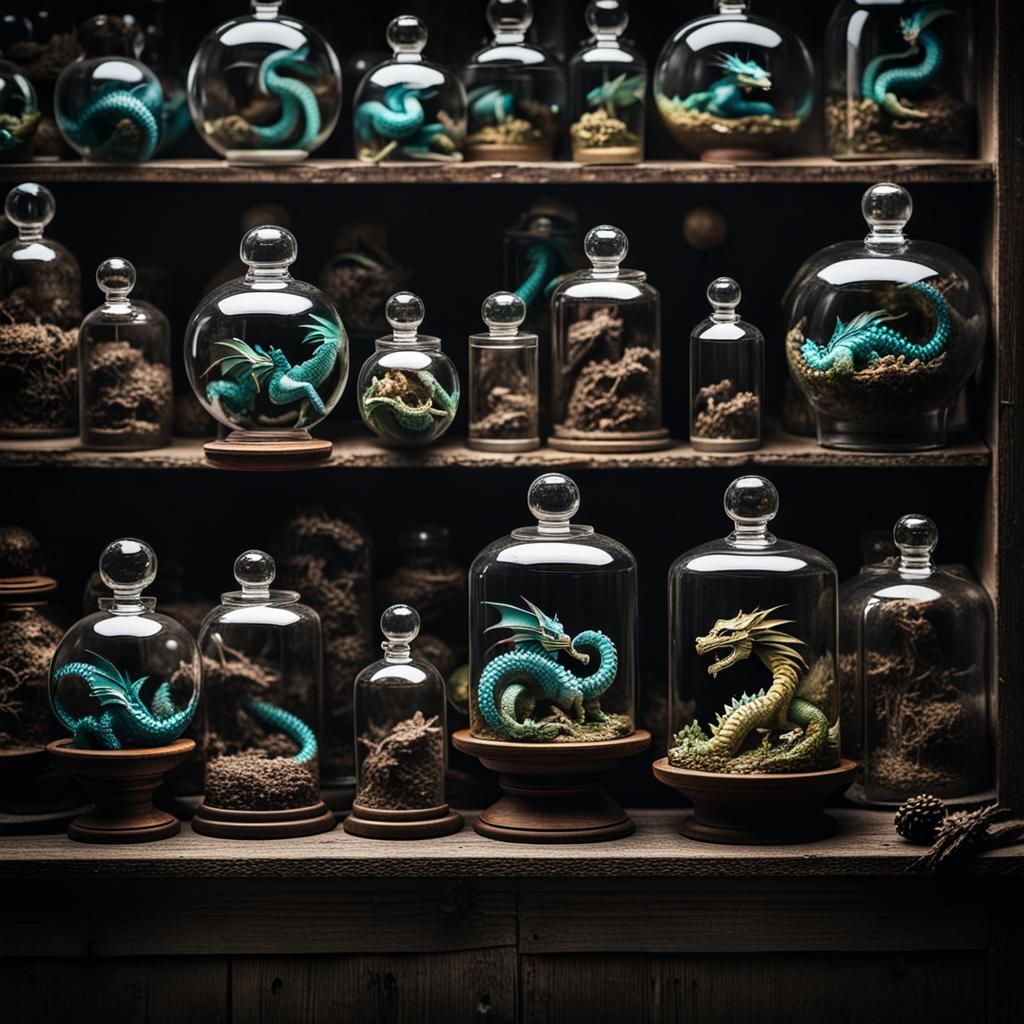 Vintage Apothecary with Cute Dragons
