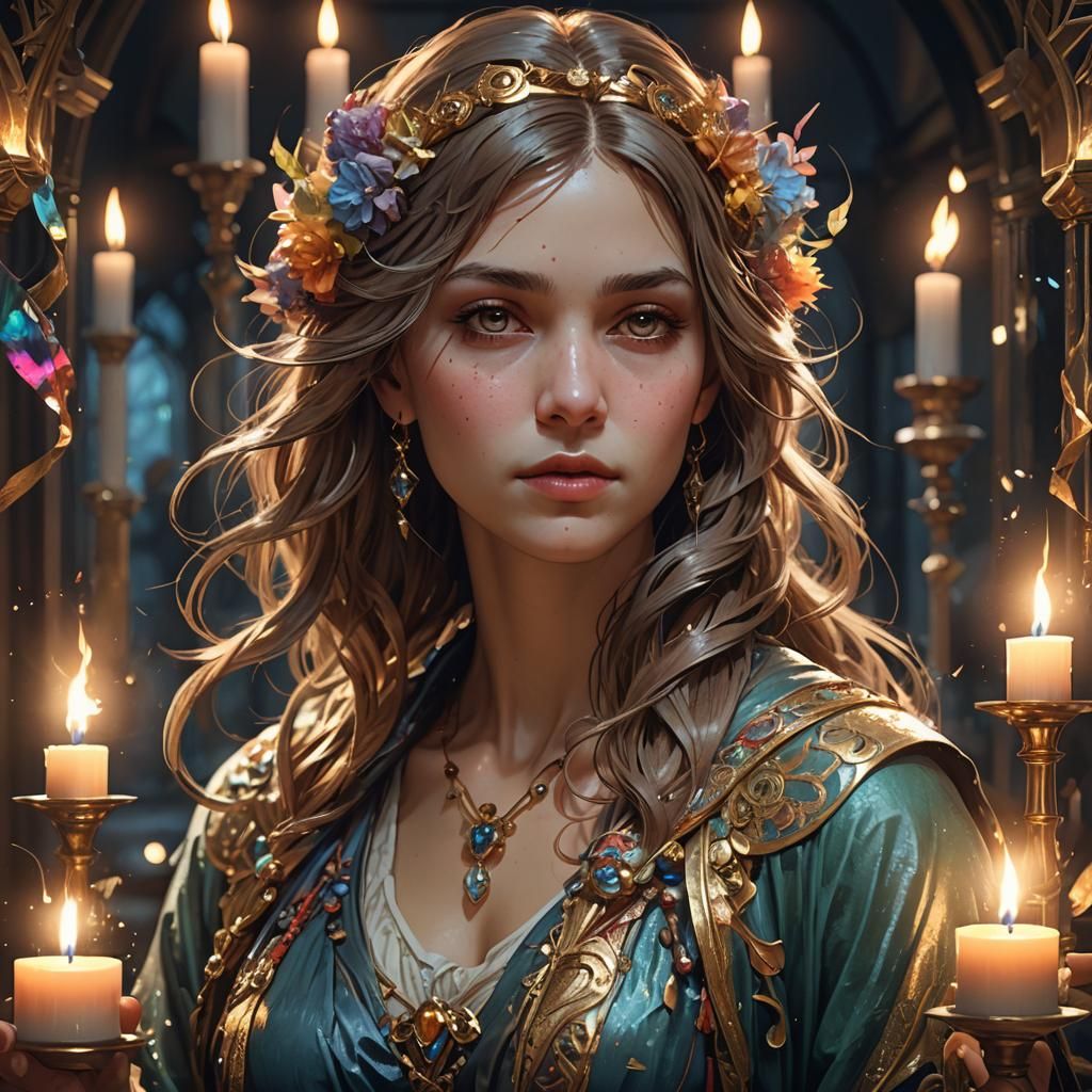 Candlelit Portrait in Hyperdetailed Style