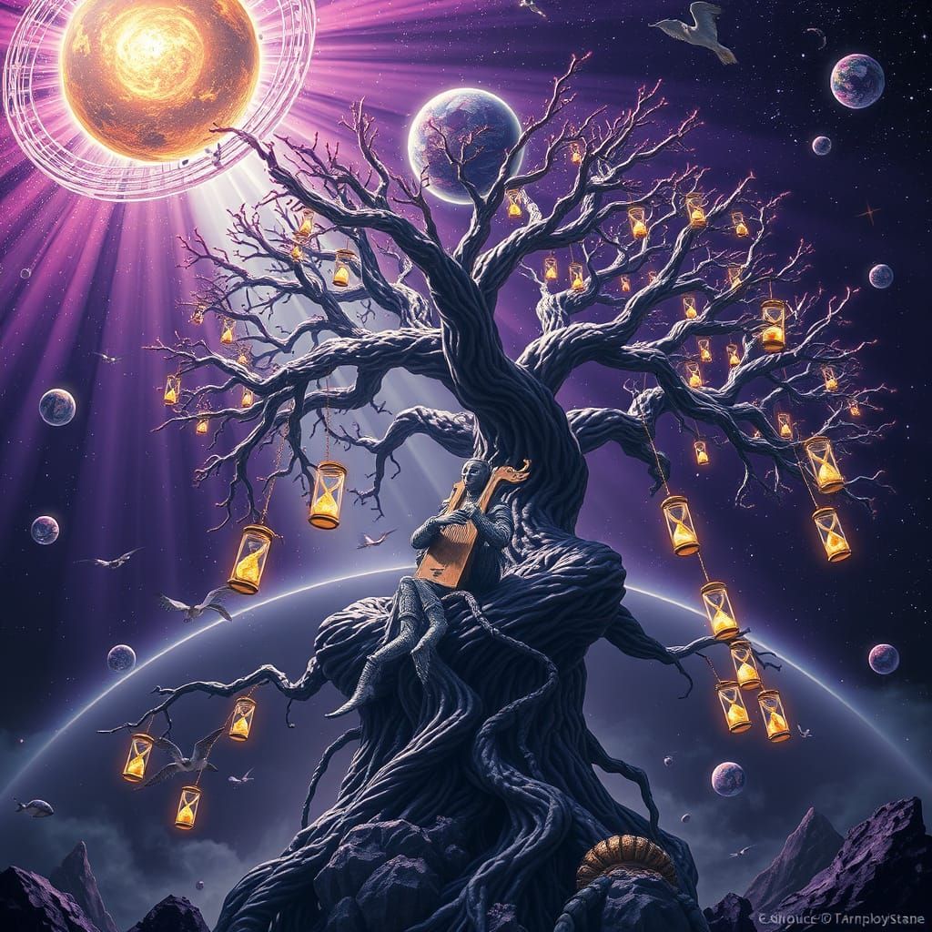 Cosmic Tree of Life in Obsidian, Black Hole, and Iridescent ...
