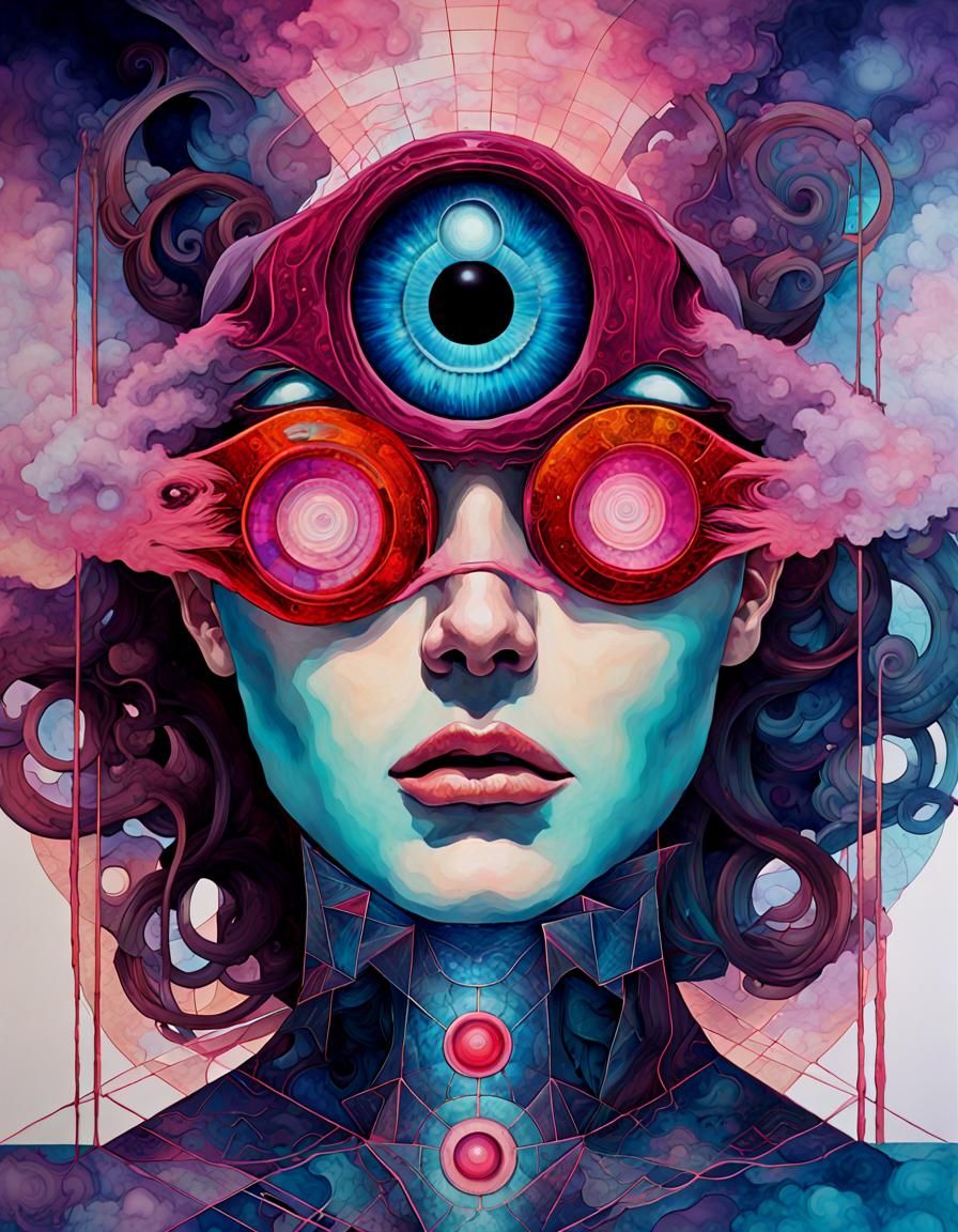 Frightening Cyclops in Vaporwave Fauvism Style