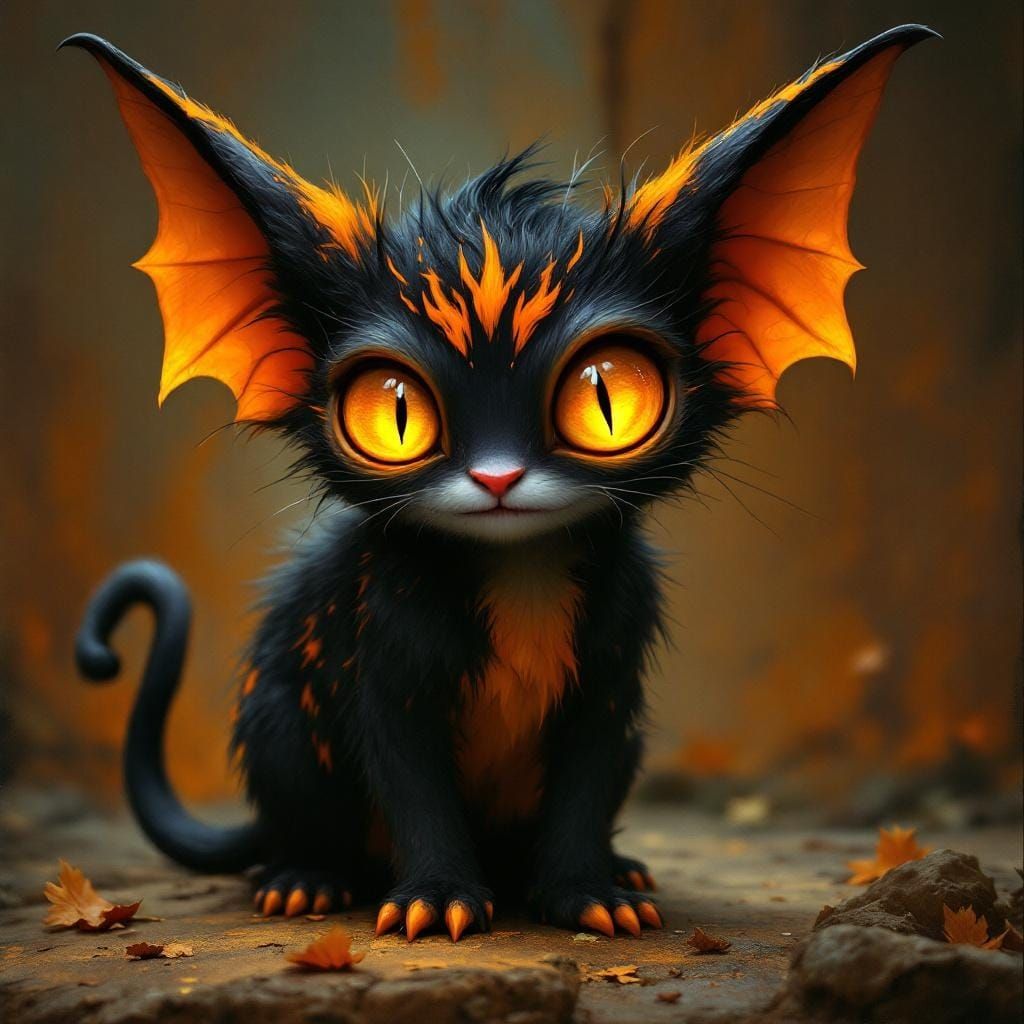 Fantasy Creature with Glowing Eyes, Matte Painting