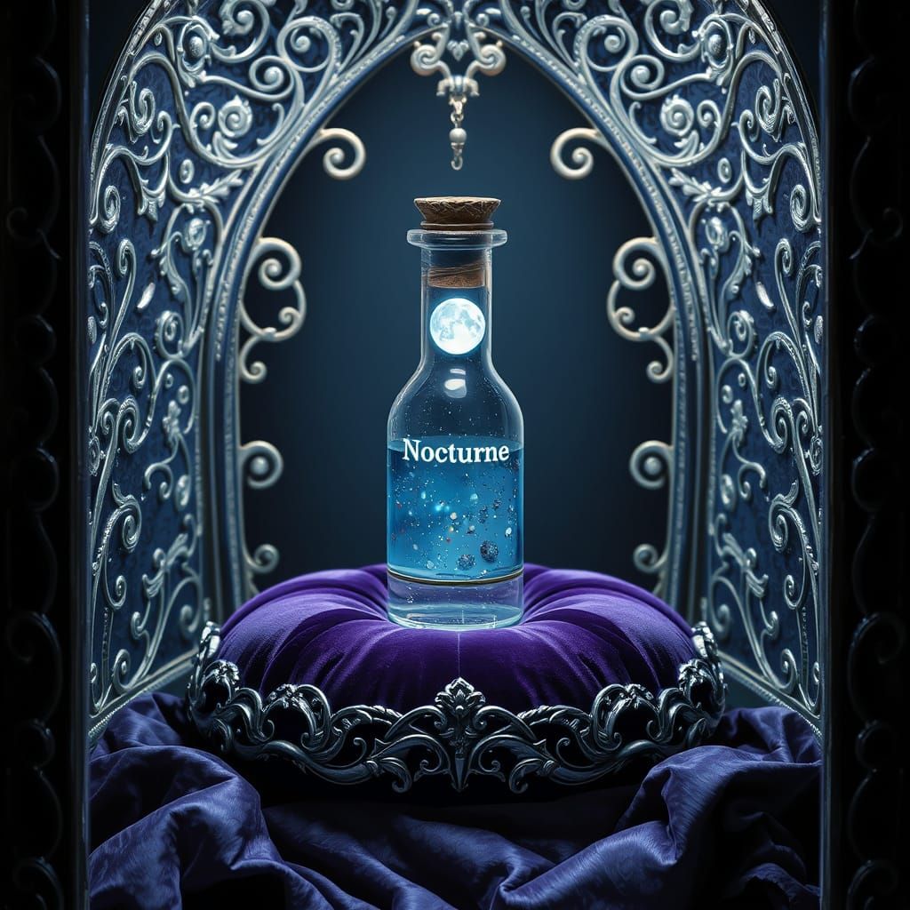 Glowing Moonlight Vial in Art Nouveau Style