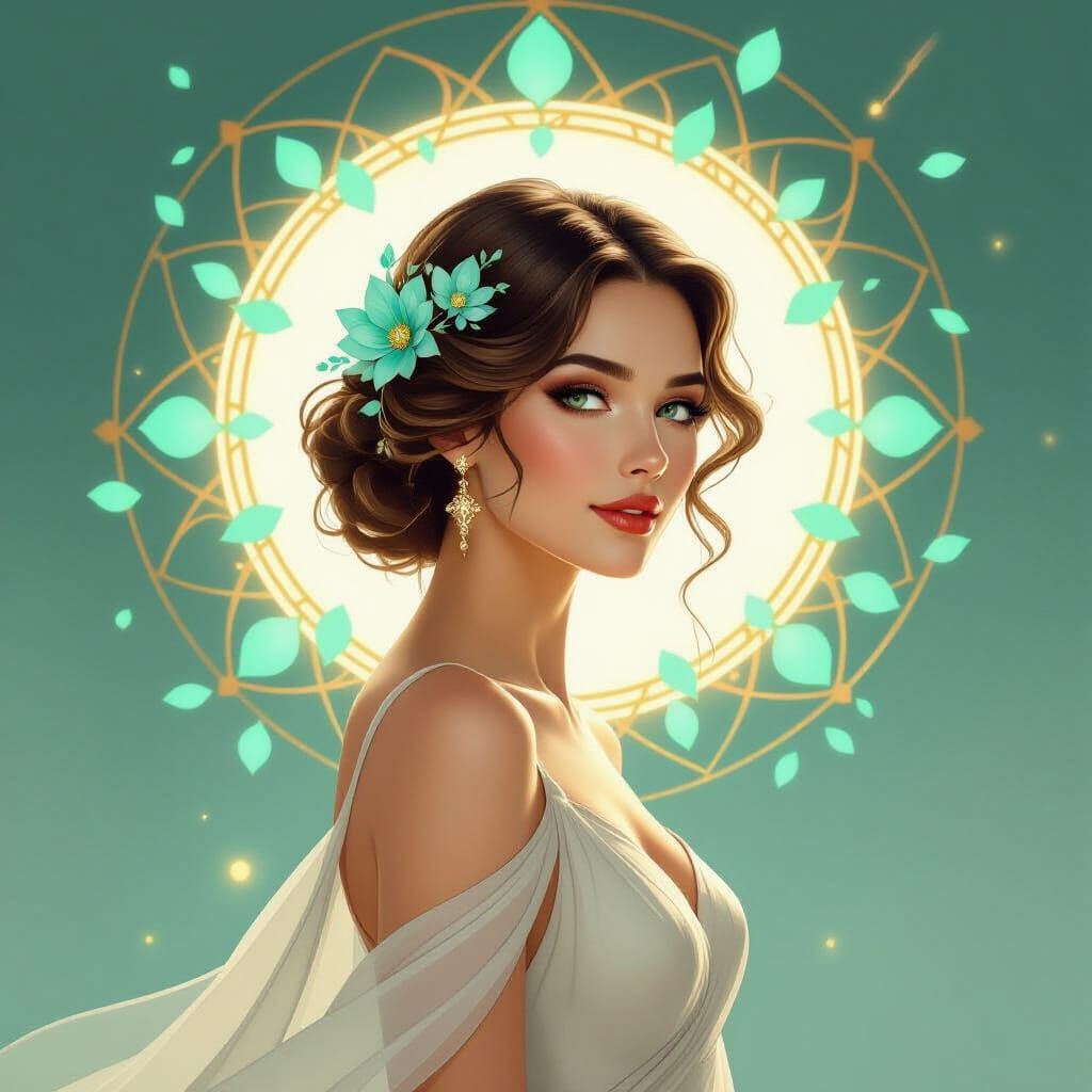 Luminous Woman in Deco Nouveau Fusion Style