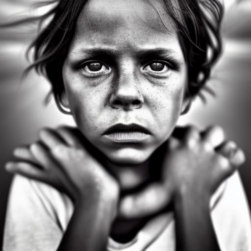 Striking Portrait of a Boy in Haunting Style
