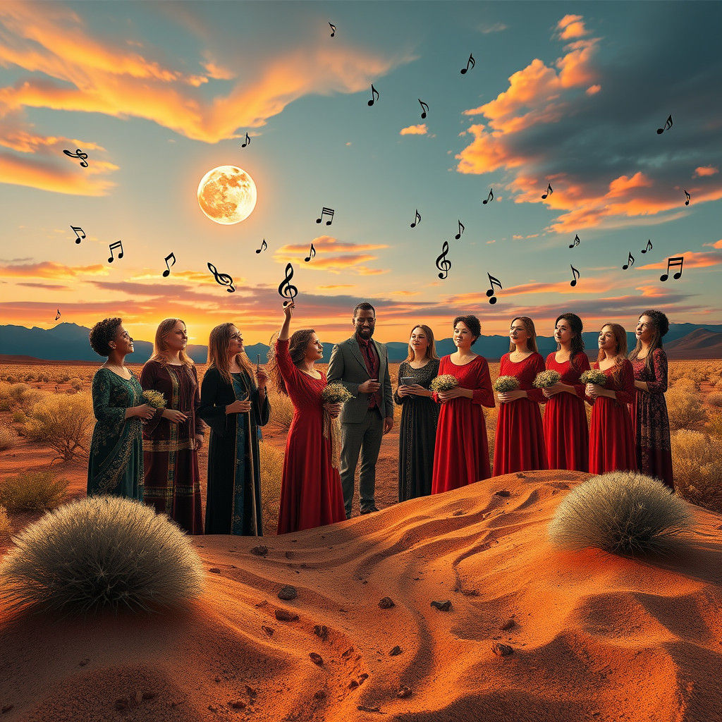 Surreal Choir Transforms Dessert into Musical Landscape