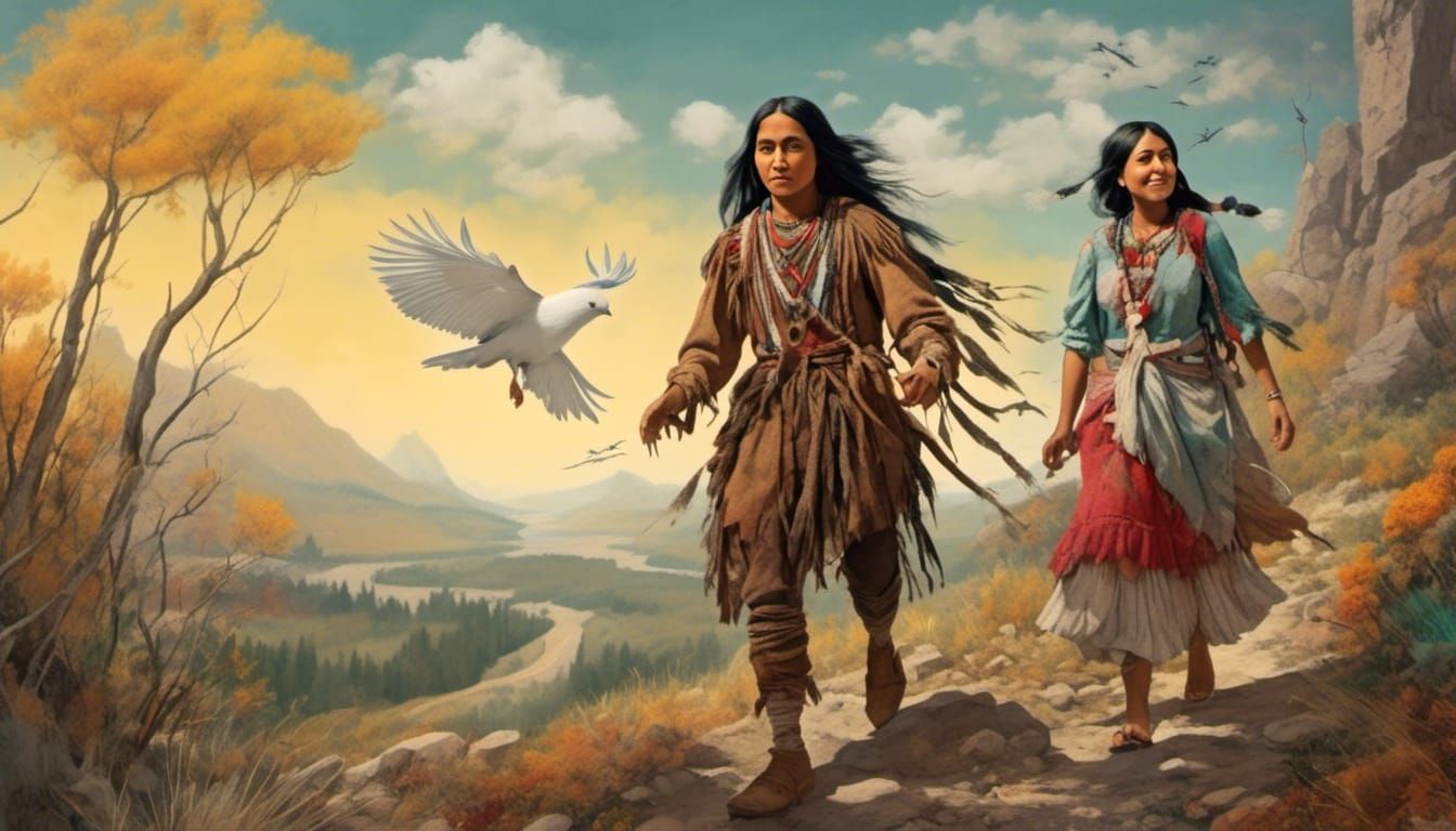 Running Bear and Little White Dove in Fantasy