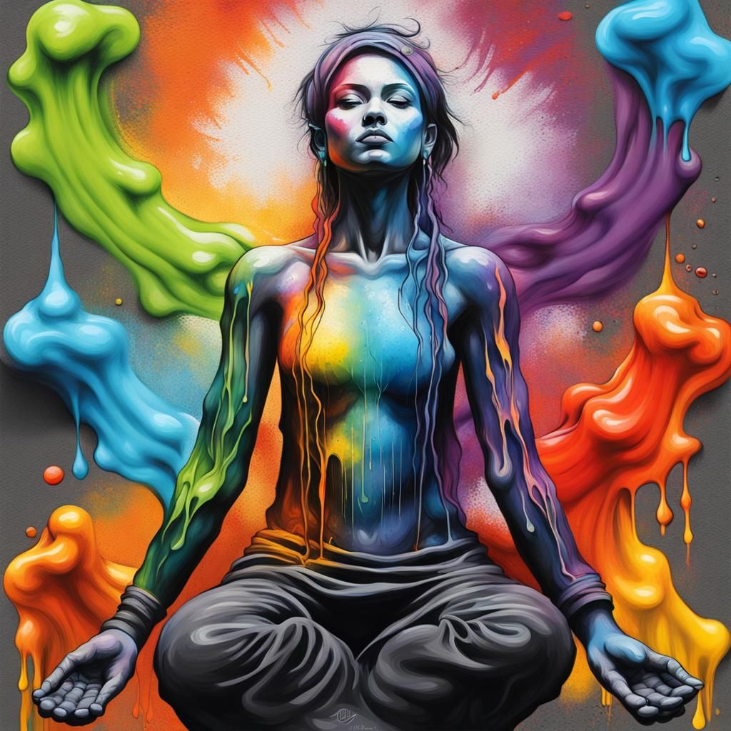 Colorful Chakra Graffiti Art in Street Style