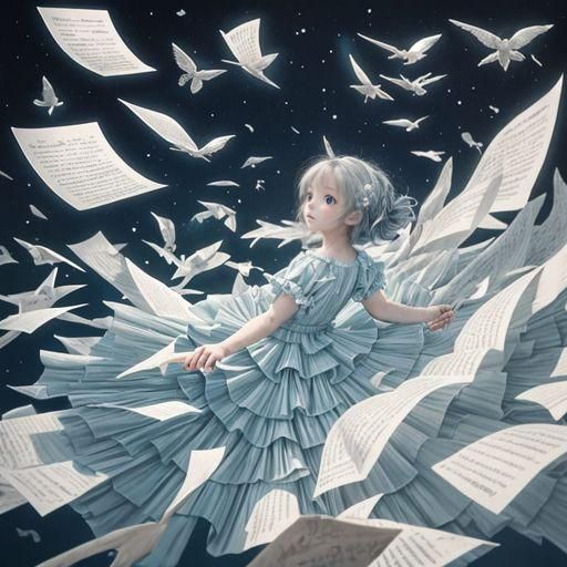 Dress Made of Fluttering Pages