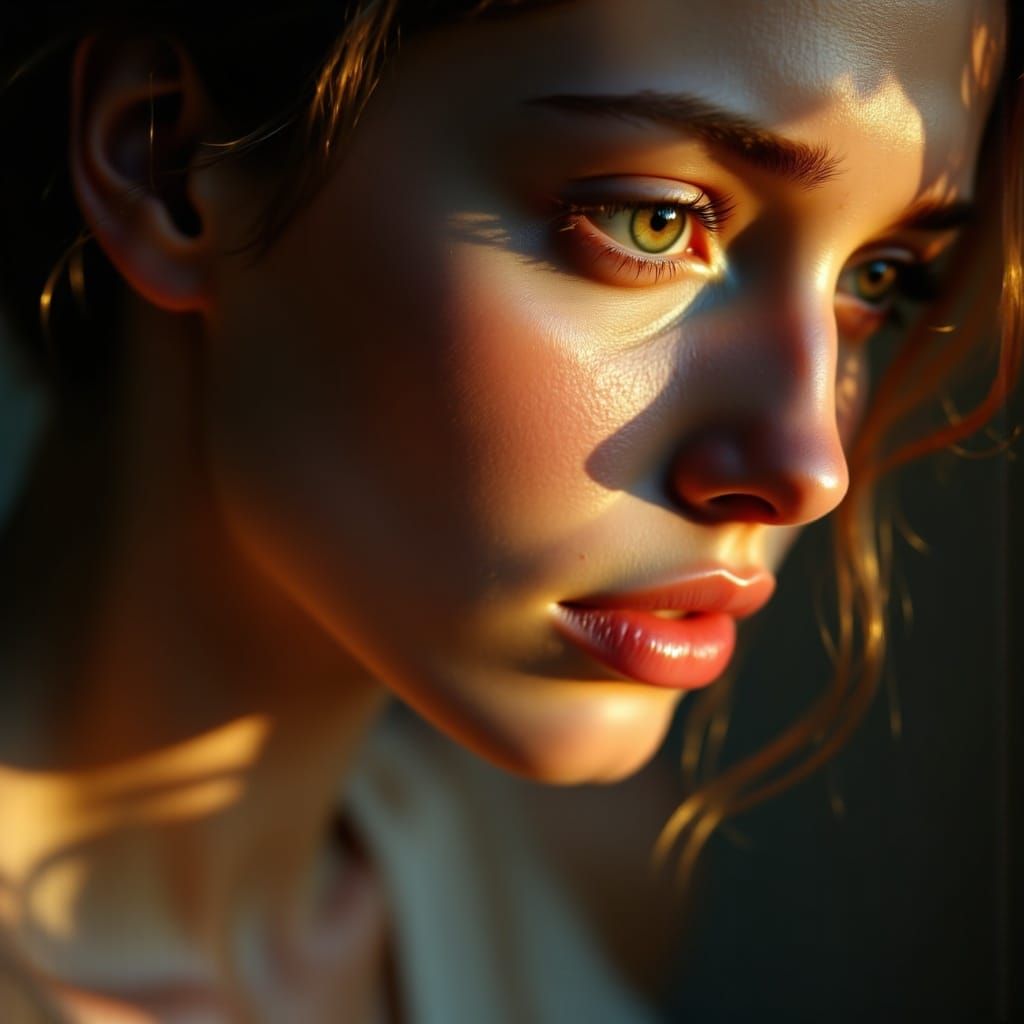 Sorrowful Beauty in Photorealistic Portraiture