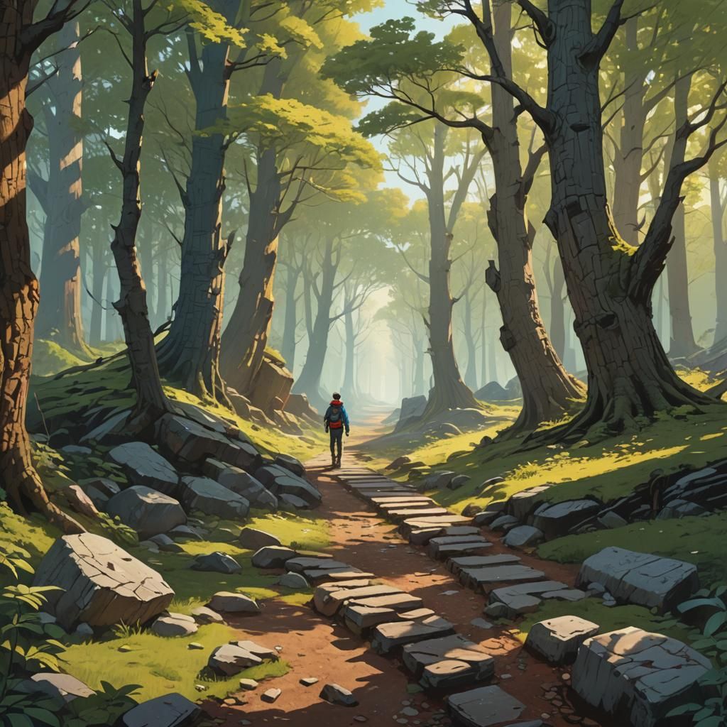 Adventurer on Serene Path, Environmental Concept Art