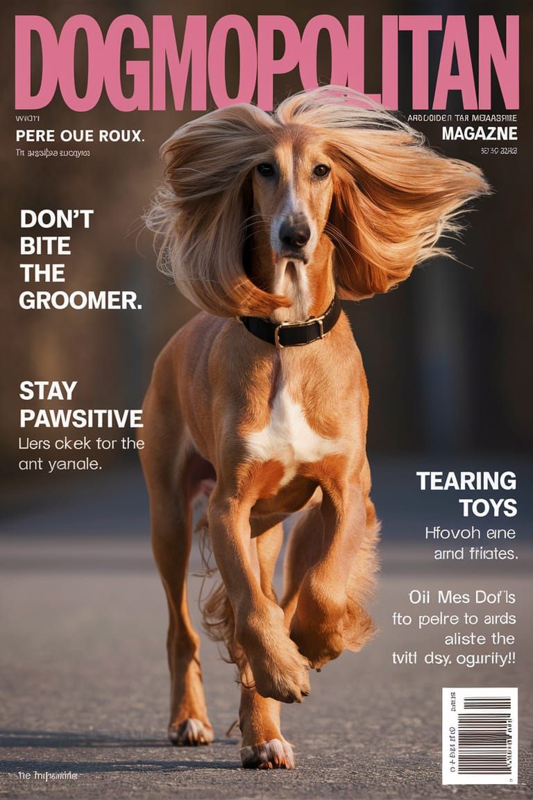 Dogmopolitan: A Glamorous Afghan Hound Magazine Cover