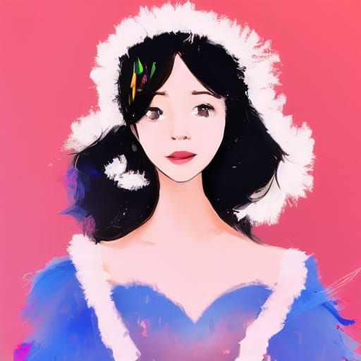 Anime Princess with Feathers in Digital Art Style