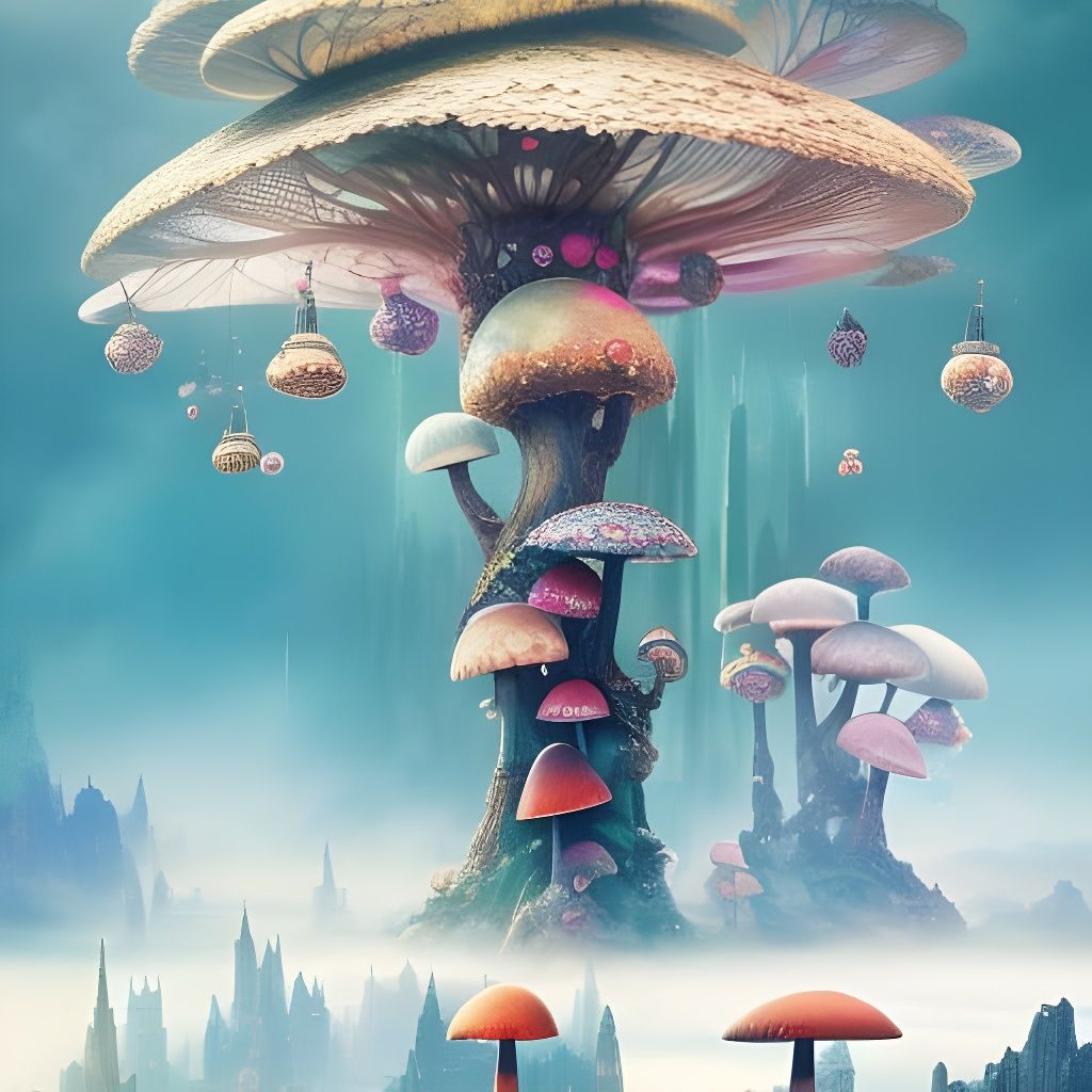 Magical Mushroom Hotel in Enchanted Fantasy World
