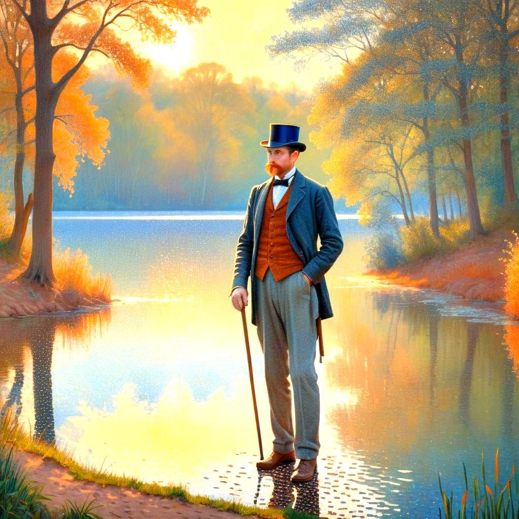 Pointillist Scene Inspired by Seurat's La Grande Jatte