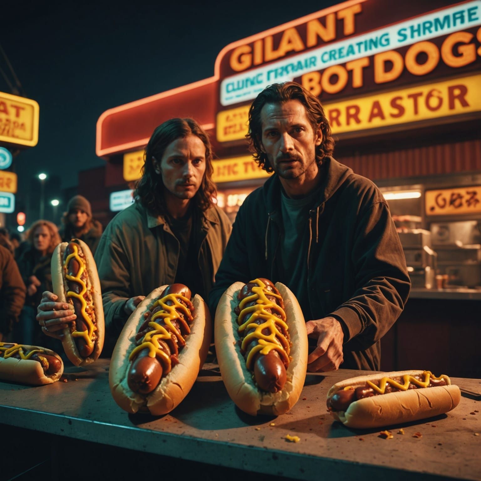 Giant Hot Dogs with Threatening Auras in Film