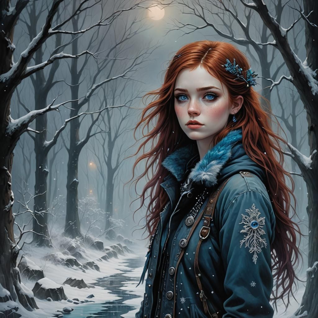 Punk Rock Girl in Winter, Moody Fantasy