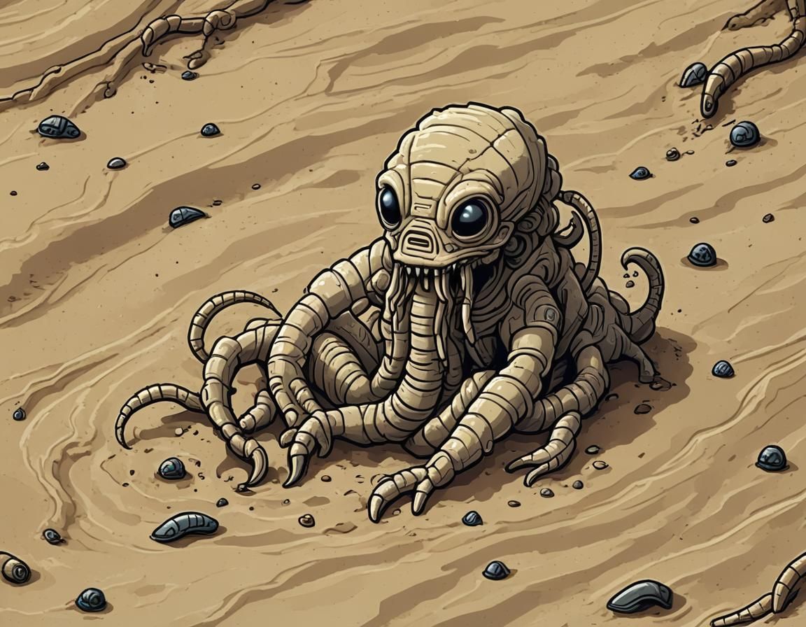 Pixel Art Sand Alien Monster Worm