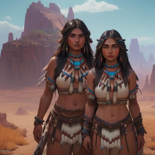 Cute Native American Woman: Detailed Matte Painting