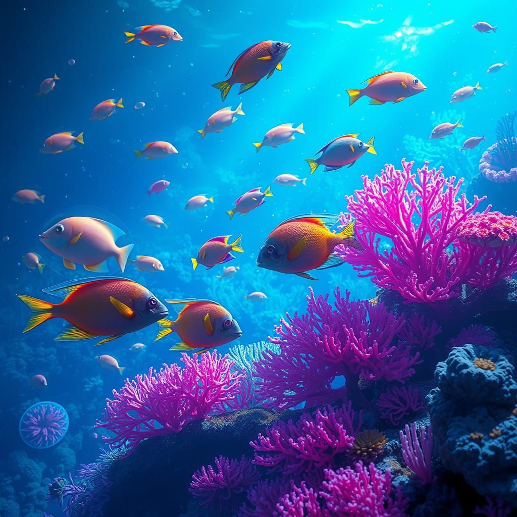 Oceanic Scene in Futuristic Digital Art Style