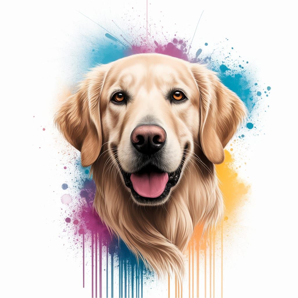 Vibrant Golden Retriever in Street Art Style