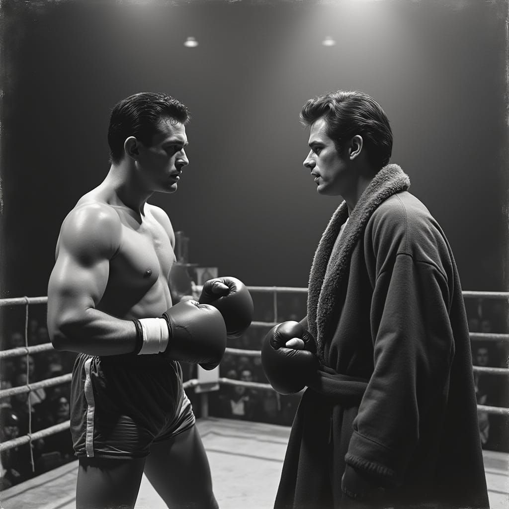 Vintage-Style Boxing Match Between Marlon Brando and James D...