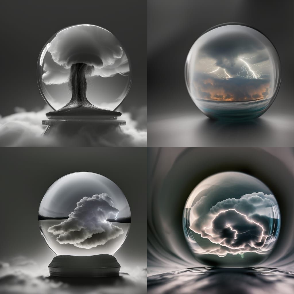 Tornado Inside Glass Sphere: Hyper-Realistic Close-Up