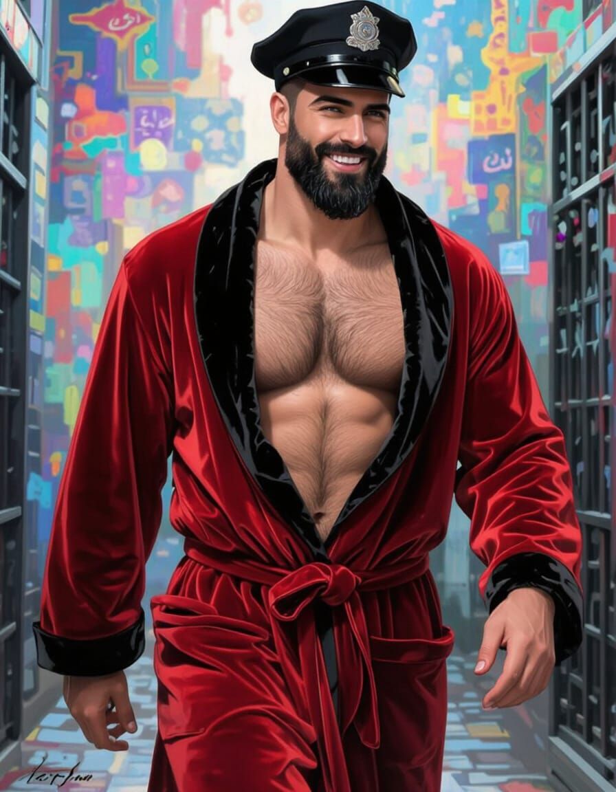 Joyful Man in Velvet Robe, Impressionistic Portrait