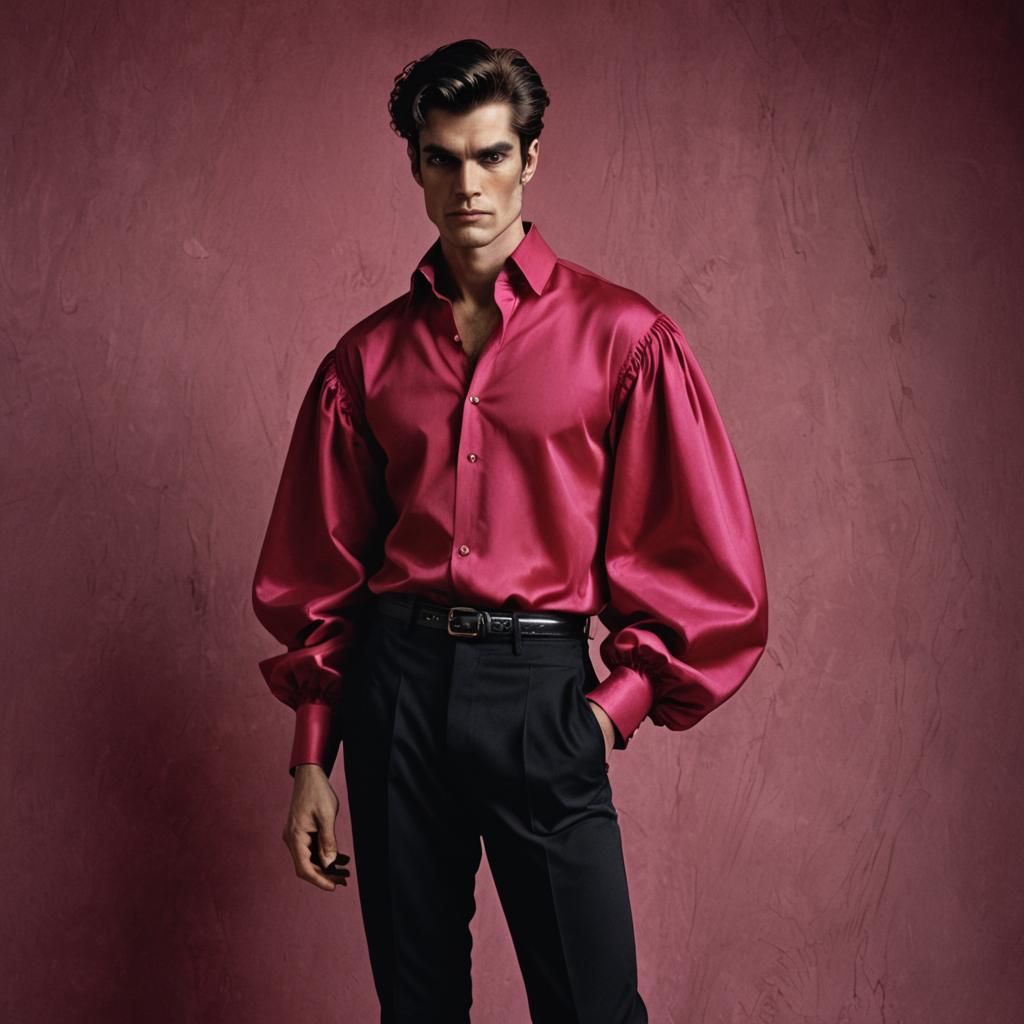Dramatic Image of Man with Voluminous Sleeves