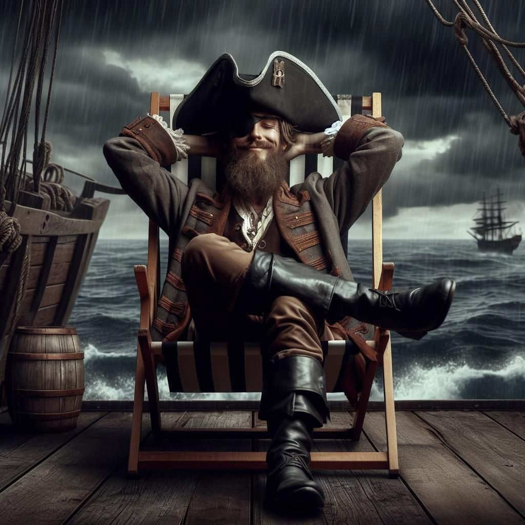 Pirate Captain Portrait in Stormy Weather