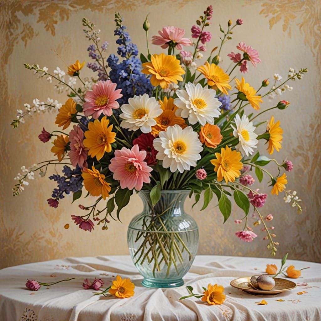 Elegant Impressionist Still Life with Delicate Flowers