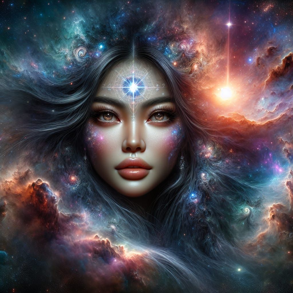 a hyperrealistic  portrait of the north star as a beautiful ...