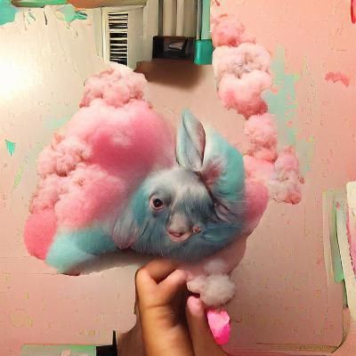 Cotton Candy Bunny Whimsical AI Art