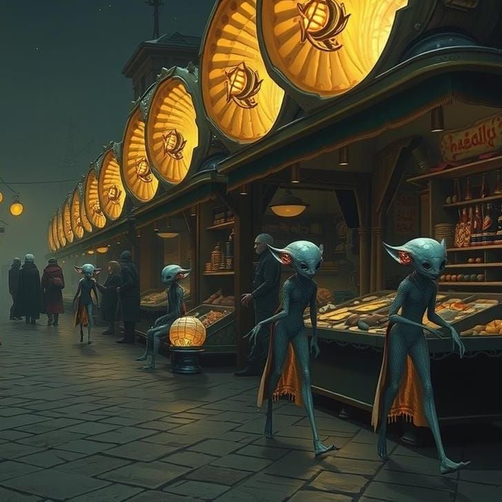 Alien Shell Market at Night