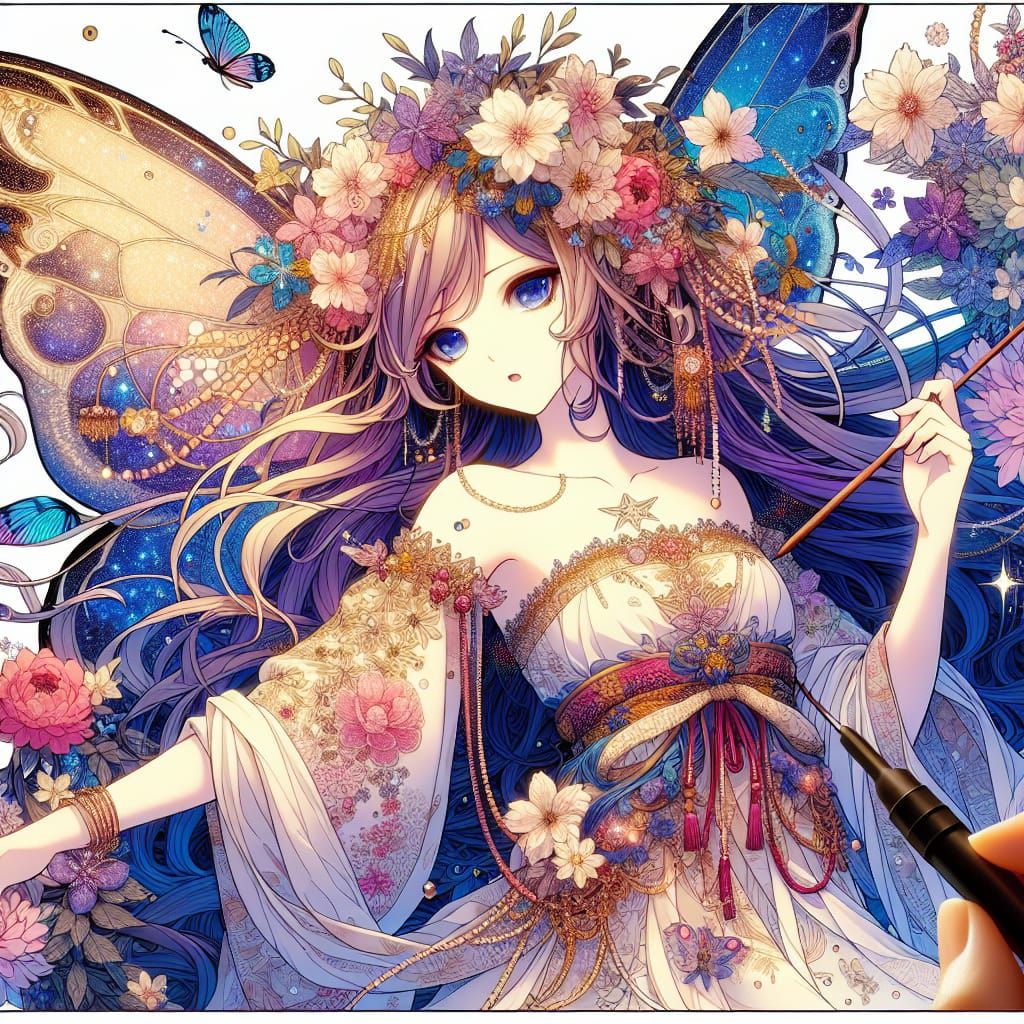 a beautiful fairy in the style of Tsukasa Abe, depth and dim...