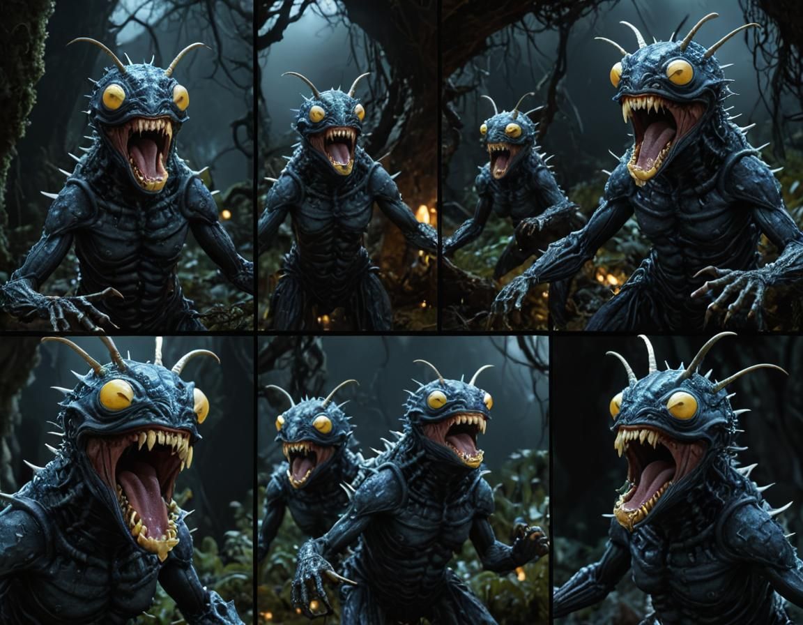 Apocalyptic Kobold Worm Triptych: Cinematic Macro Photograph...