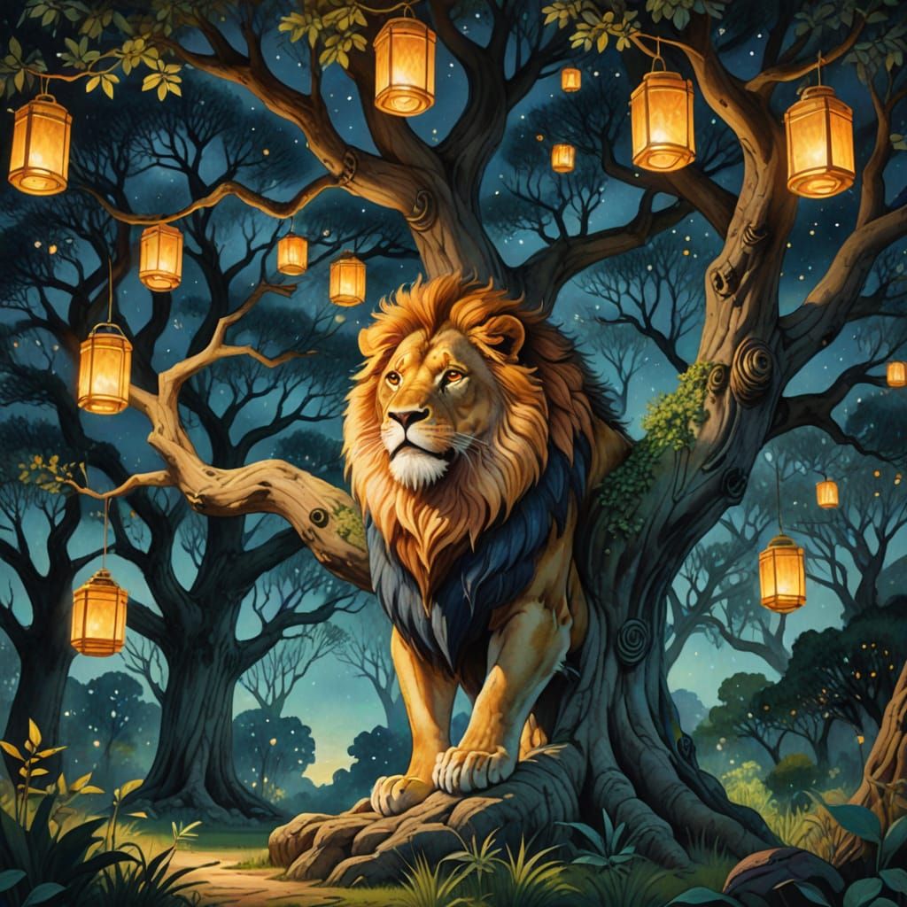 Ancient Tree Guardian in Whimsical Watercolor