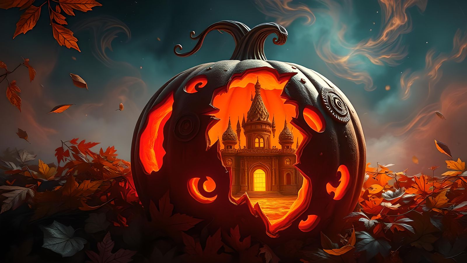 Ornate Pumpkin Carving Reveals Gothic Castle