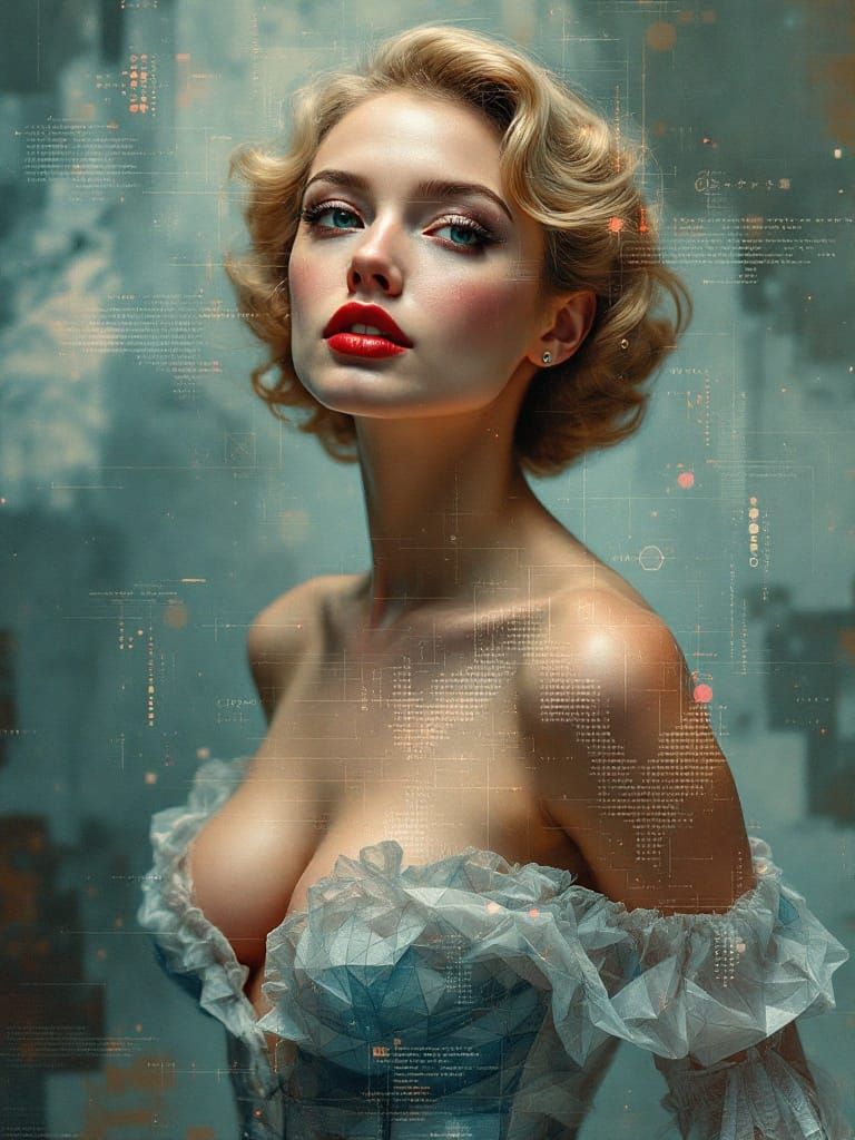 Glitch Art Pin-Up in Ryoji Ikeda Style