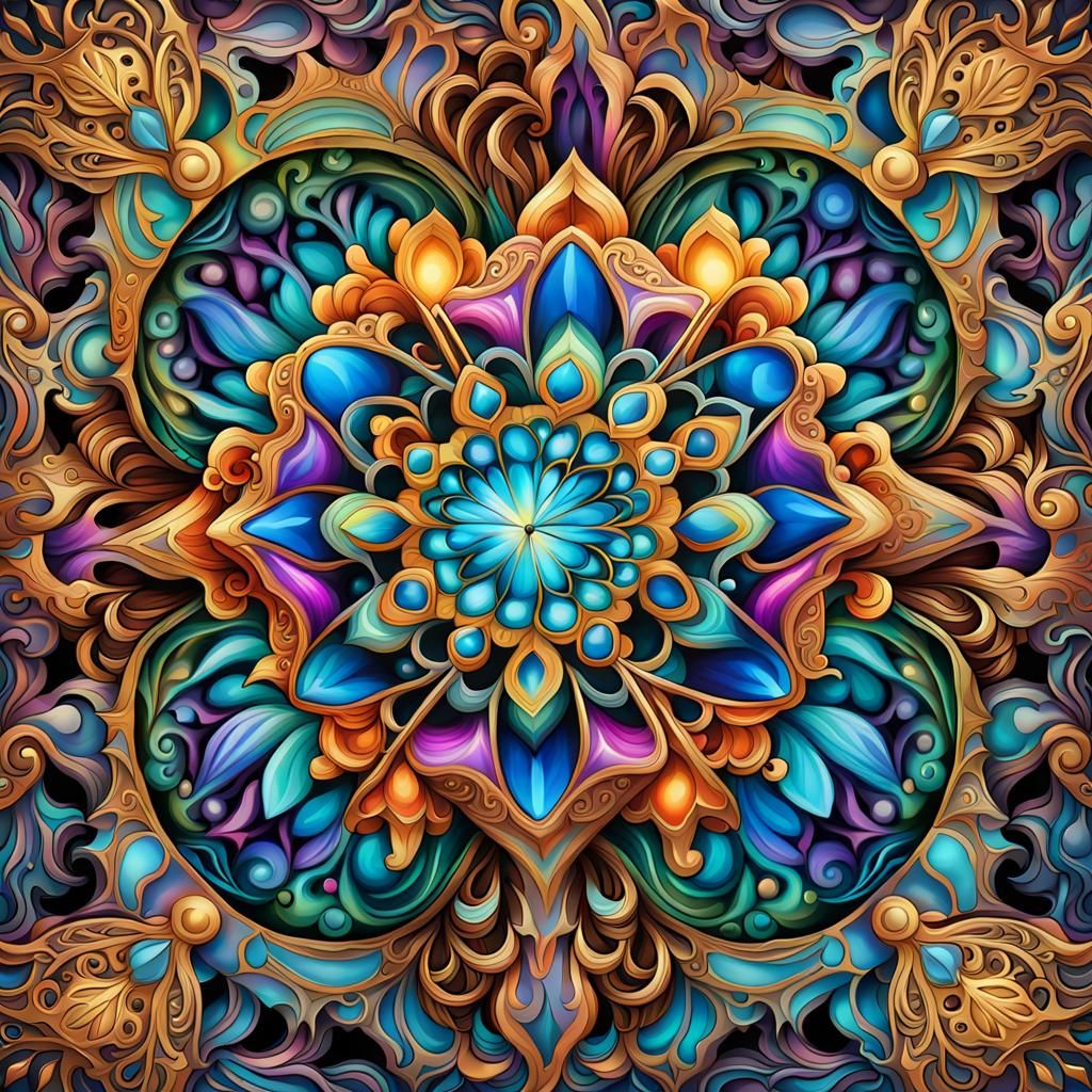 Ornate Kaleidoscope of Jewel and Pearlescent Colors