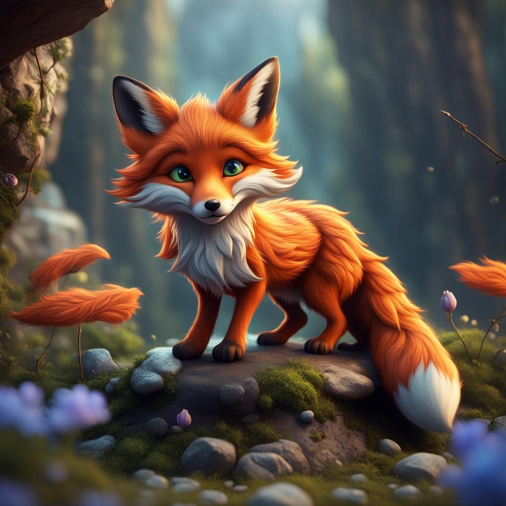 Fantastical Cute Fox Matte Painting in 8K