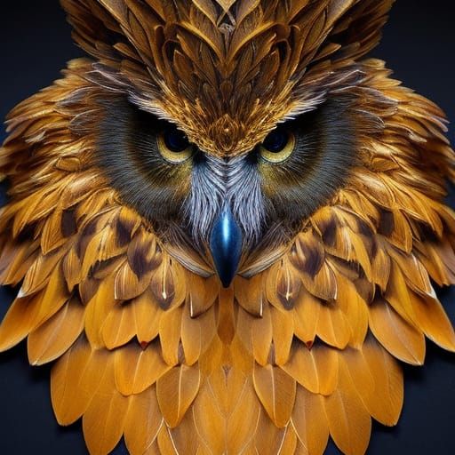 Golden Owl Portrait in Detailed Matte Painting