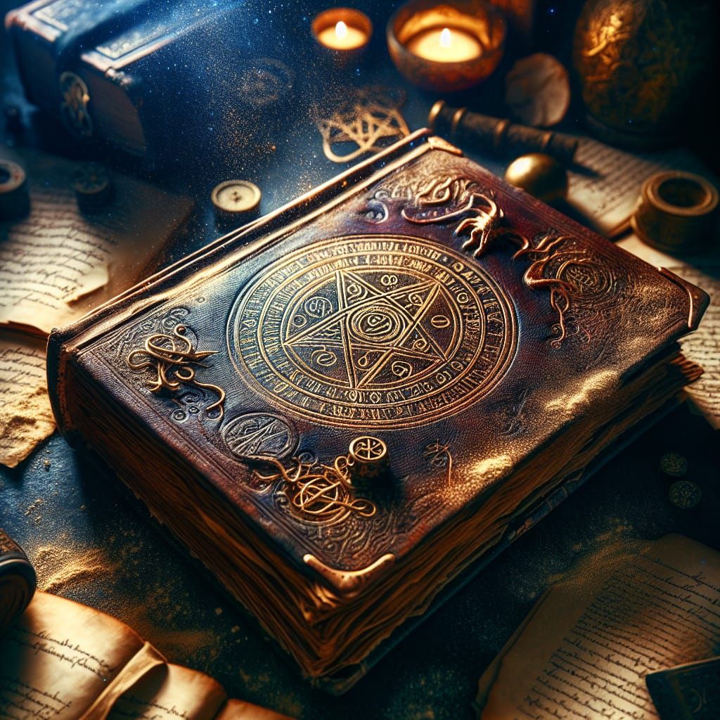 Mystical Book of Demonic Symbols in Pre-1912 Style