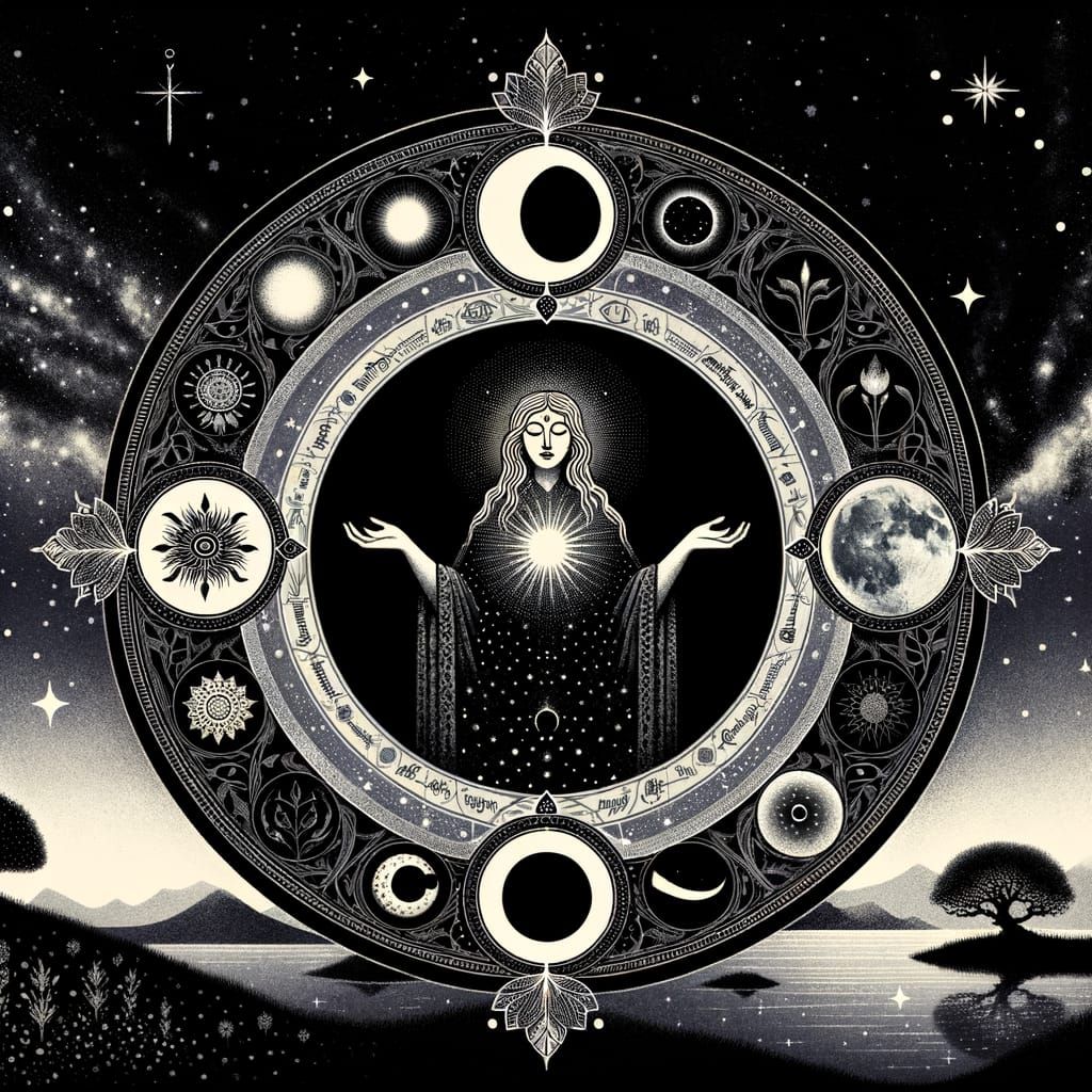 Aurora and Twilight Goddess in Celestial Harmony