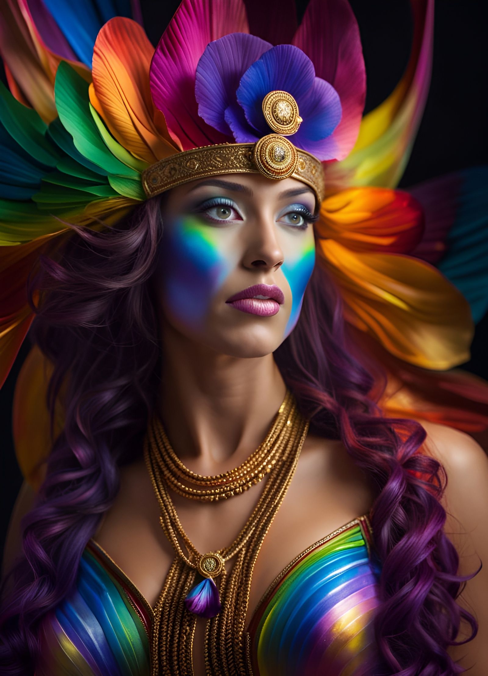 Rainbow Goddess Iris: Cosmic Full Body Portrait
