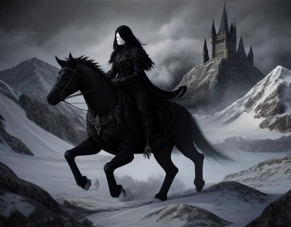 Gothic Riders Ascend Snowy Mountains