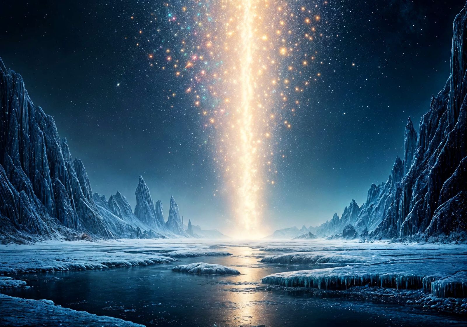 Iridescent Glitter Storm Illuminates Frosty Landscape in Fan...