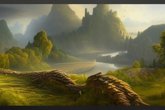 English Countryside Landscape: Detailed Matte Painting