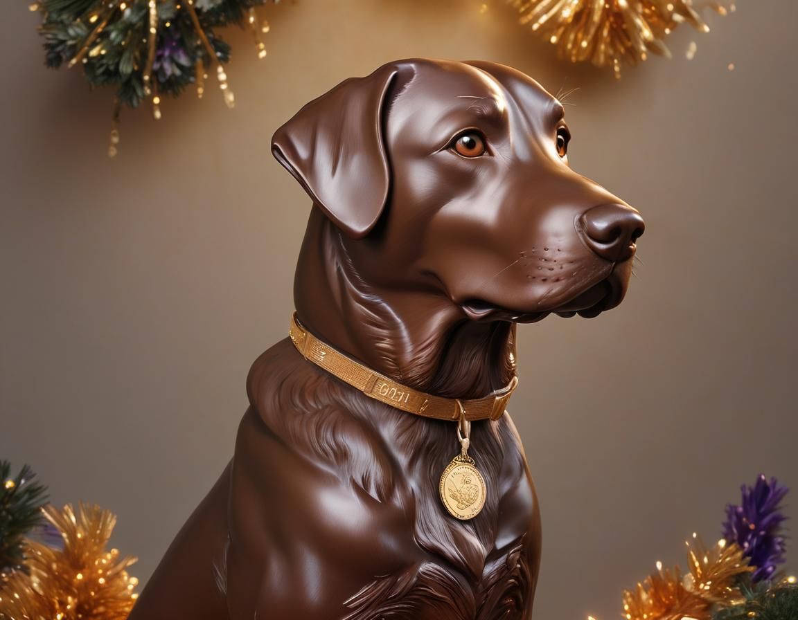 Chocolate Labrador Retriever Confectionery Sculpture in Oil ...